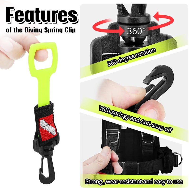 Dawitrly 2 Pack Scuba Diving Regulator Octopus Holder, Octopus Mouthpiece Retainer with Spring Clip, Dive Flag Webbing and Silicone Ring, 2nd Stage Regulator Keeper for Divers and Snorkelers - Image 4